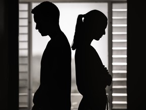 Couple ignoring each other after conflict quarrel
