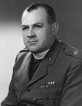 Victoria Cross recipient Reverend John Weir Foote is pictured here on assignment at Camp Borden after the Second World War.