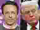 Seth Meyers and U.S. President Donald Trump are seen in a combination file photo.