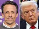 Seth Meyers and U.S. President Donald Trump are seen in a combination file photo.