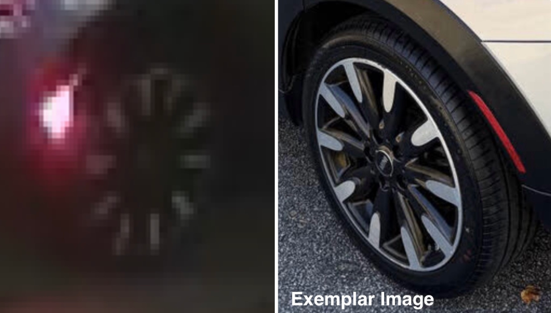  Peel Regional Police say the driver of a mini-cooper involved in a fatal hit and run in Mississauga on Friday night had unique rims on his car. (PRP)