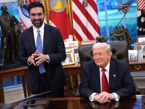 US President Donald Trump meets with New York City Mayor-elect Zoran Mamdani (left) in the Oval Office of the White House in Washington, DC, Friday, November 21, 2025.