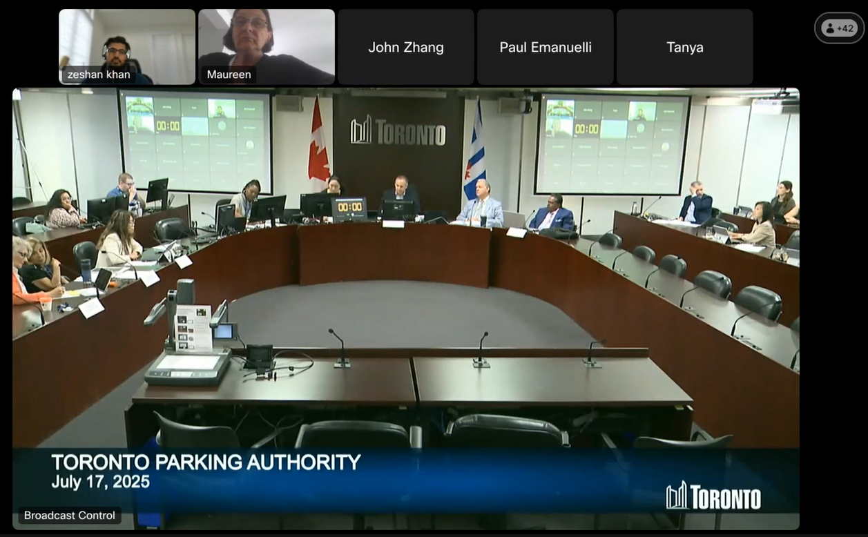  City councillors Paula Fletcher and Frances Nunziata, seen together at far left, are seen after losing a vote to defer an item at July’s TPA board meeting.