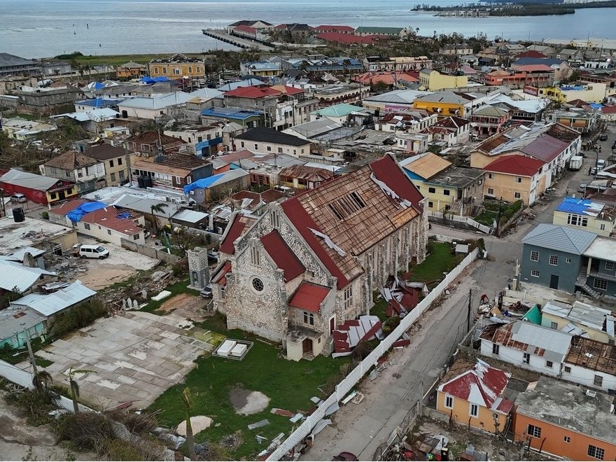  An aerial view of Falmouth, Jamaica, Friday, Oct. 31, 2025, in the aftermath of Hurricane Melissa.