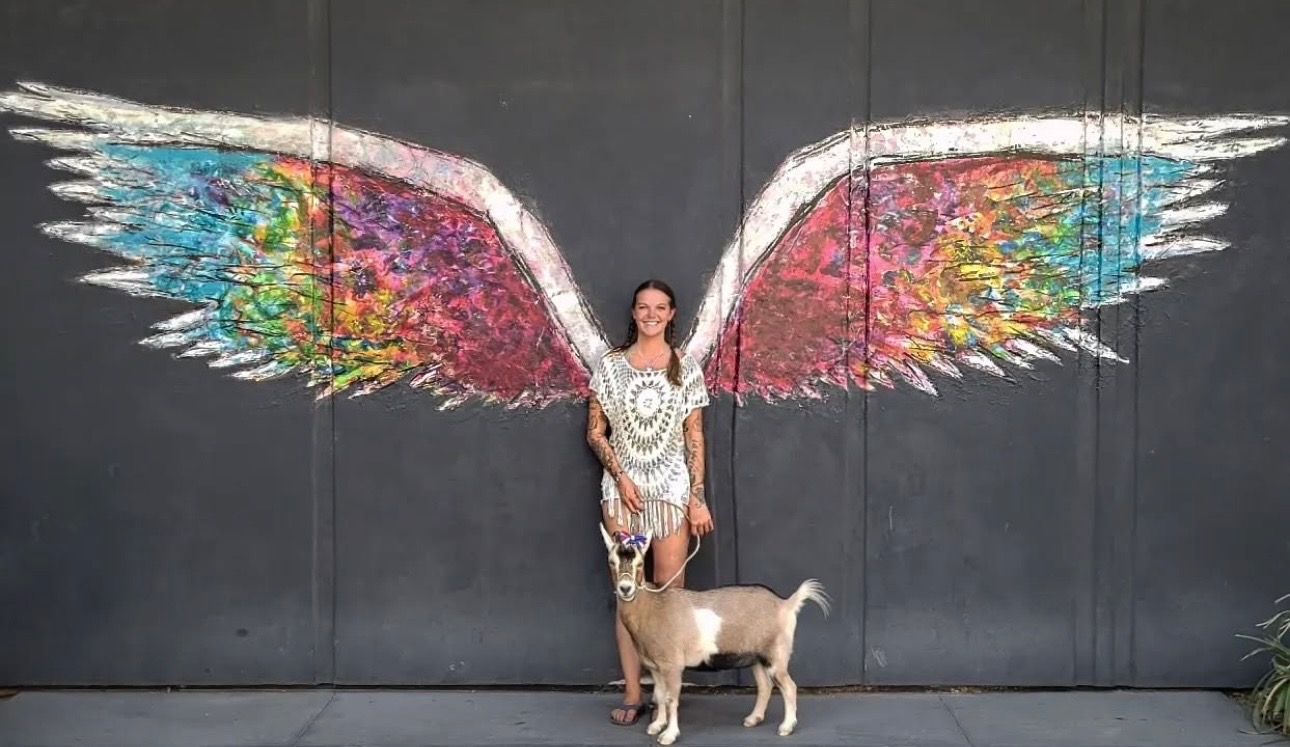  At a mural in Palm Springs, California. (Kate Cramer photo)