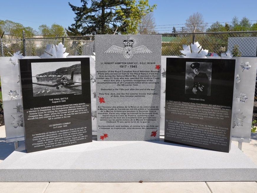  The Lieutenant Robert Hampton Gray Memorial was erected in Sydney, B.C., on Jan. 5, 2021. (Government of Canda, Veterans.gc.ca)