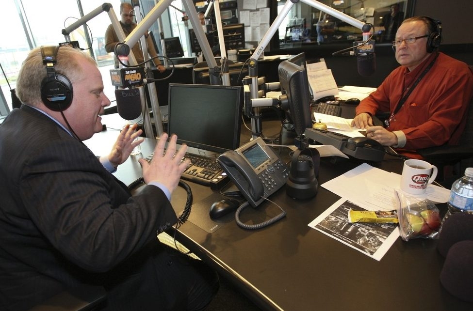  Toronto mayor Rob Ford was in studio at Corus Quay today on Talk Radio – AM640’s “The John Oakley Show” around 8:30 a.m. for a half-hour segment talking with Oakley and answering callers on his show. (Jack Boland /Toronto Sun/QMI Agency);