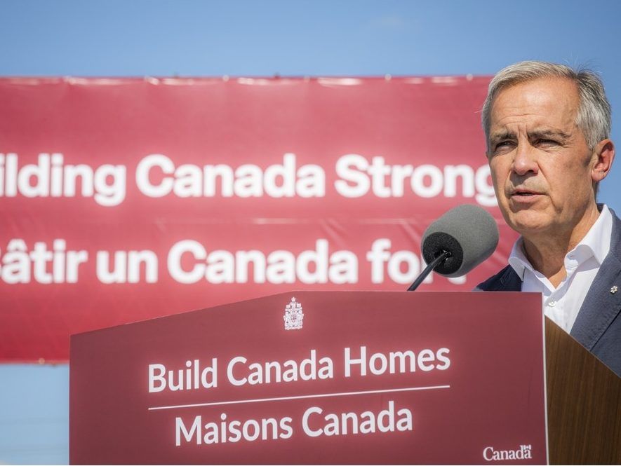 Prime Minister Mark Carney launched Build Canada Homes, a new federal agency with $13 billion in initial funding to rapidly scale up affordable housing construction, preserve rental units, and tackle homelessness across the country. The Prime Minister made the announcement near his own riding, along Merivale Road, where he hosted a media conference backed by modular homes built by Caivan, Sunday, Sept. 14, 2025.