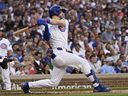 Chicago Cubs' Kyle Tucker hits a home run against the Boston Red Sox last season. Tucker is regarded as the top free agent this off-season.