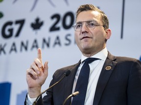 Artificial Intelligence and Digital Innovation Minister Evan Solomon at a news conference.