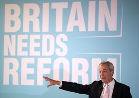 Reform UK Leader Nigel Farage speaks during a press conference in London, United Kingdom on Dec. 4, 2025.