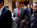 Secretary of War Pete Hegseth moves from the Senate to the House as he attends closed door meetings with lawmakers on Capitol Hill on Dec. 16, 2025 in Washington, D.C.