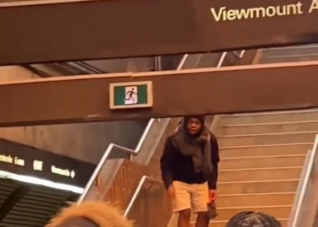  TTC riders confront a knife-wielding on a subway at Glencairn Station on Thursday, Dec. 11, 2025.