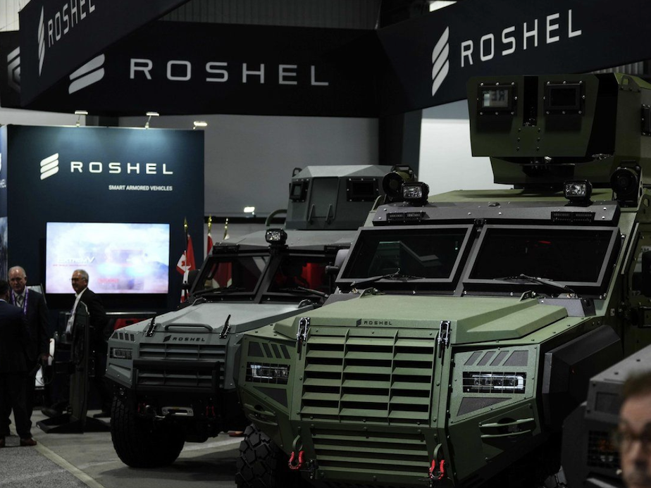 Roshel armoured vehicles are seen at the Canadian Association of Defence and Security Industries annual defence industry trade show in Ottawa on Wednesday, May 28, 2025.