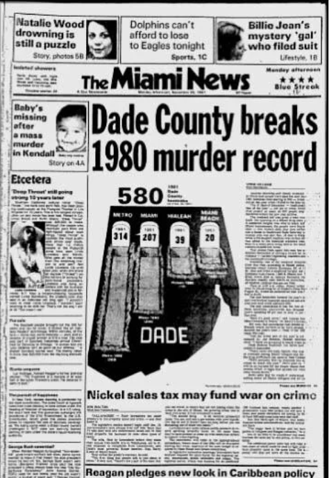  During the 1980s, there was no shortage of cocaine, cash and bloodshed. THE MIAMI NEWS