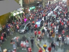 Security camera footage showed Paul Doyle driving through the crowds.