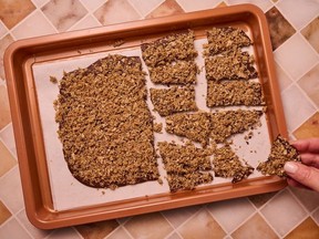 Tahini Crunch Chocolate Bark. MUST CREDIT: Lauren Bulbin/The Washington Post