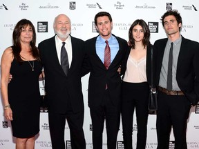 Rob Reiner poses with wife Michele and his three children, Jake, (centre), Rony (second from right) and Nick (far right) at the 41st Annual Chaplin Award Gala at Avery Fisher Hall at Lincoln Center for the Performing Arts on April 28, 2014 in New York City