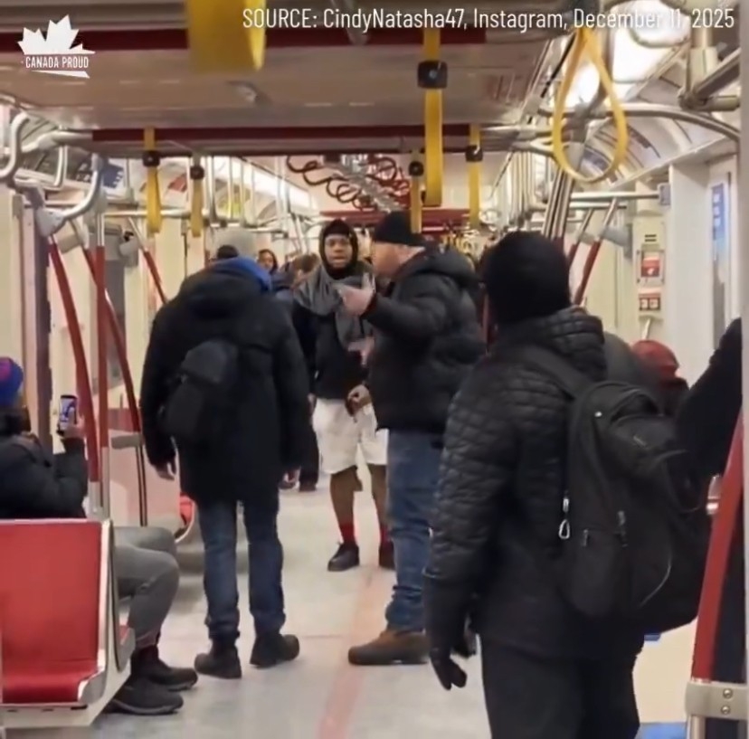  TTC riders confront a knife-wielding on a subway at Glencairn Station on Thursday, Dec. 11, 2025.