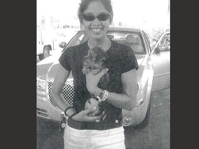 The court exhibit shows Nicola Puddicombe during an undated trip to Last Vegas.