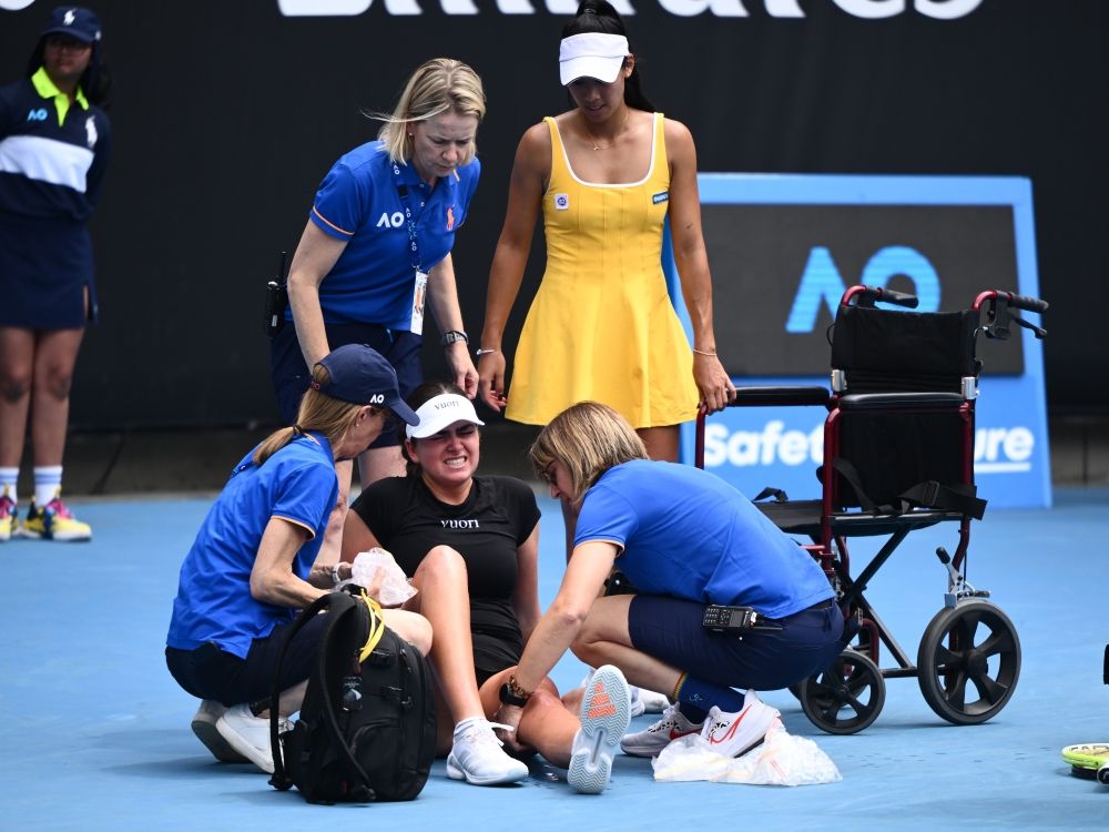 Canadian tennis star leaves Australian Open in wheelchair