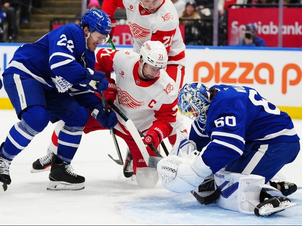 Maple Leafs goalie Woll solid, but Red Wings win in overtime