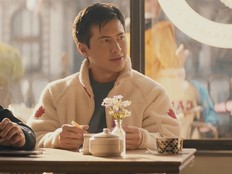 Heated Rivalry character Shane Hollander, played by Hudson Williams, wearing his iconic Canada fleece.