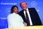 Rapper turned staunch MAGA supporter Nicki Minaj joins U.S. President Donald Trump on stage as he delivers remarks during the Treasury Department's Trump Accounts Summit at Andrew W. Mellon Auditorium on January 28, 2026, in Washington, D.C.