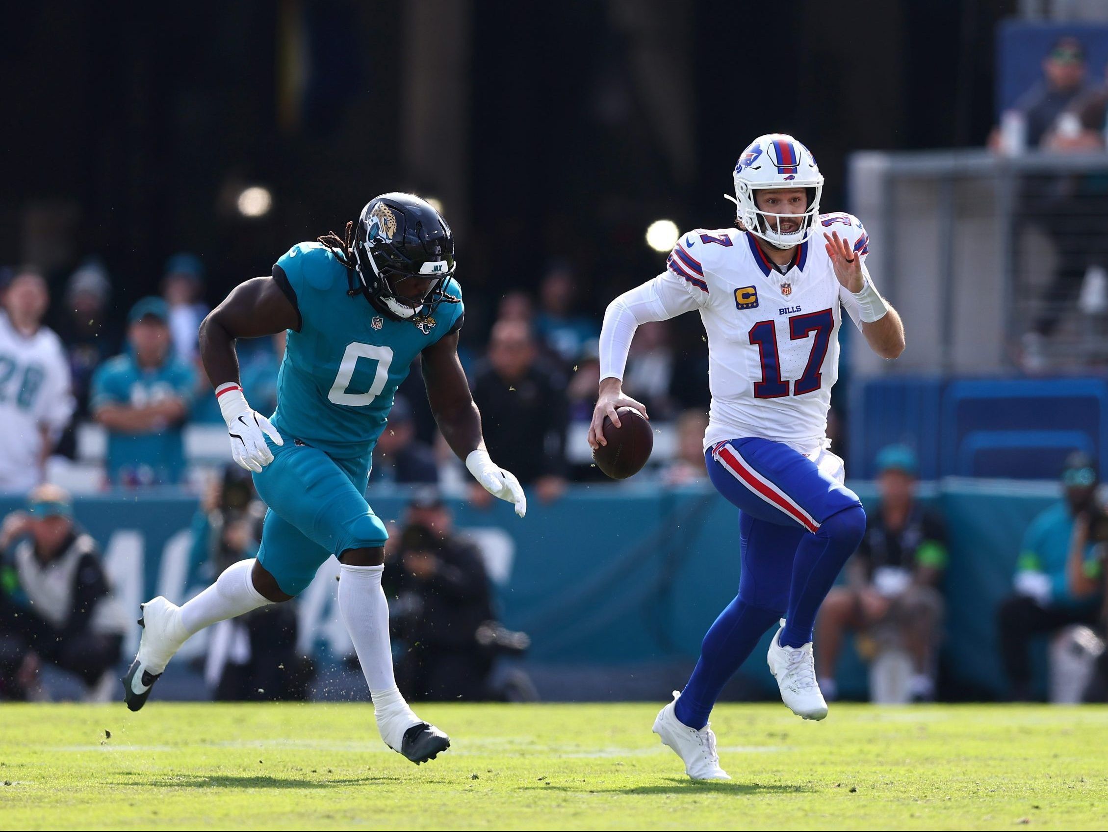 The Bills quarterback carried Buffalo into the AFC divisional round with a wacky 27-24 wild card win Sunday over Jacksonville. More.