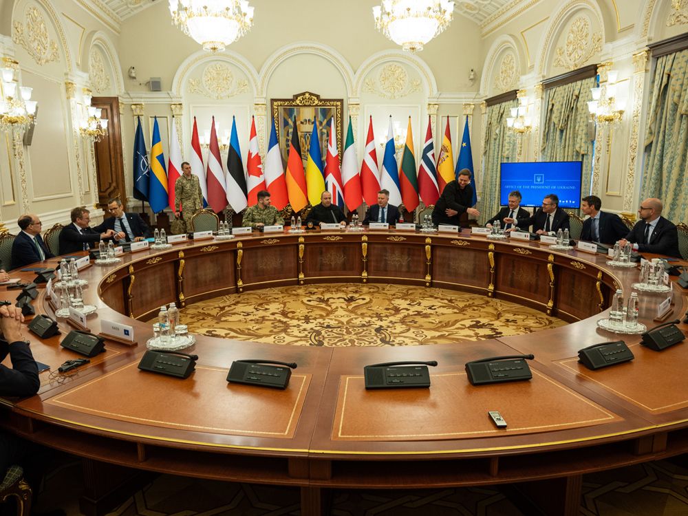 European countries national security advisers attend a security forum in Kyiv, Ukraine, Saturday, Jan. 3, 2026. (AP Photo/Danylo Antoniuk)