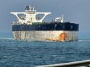 Oil tanker Marinera, formerly known as Bella I, is photographed at sea in the Singapore Strait on March 18, 2025.