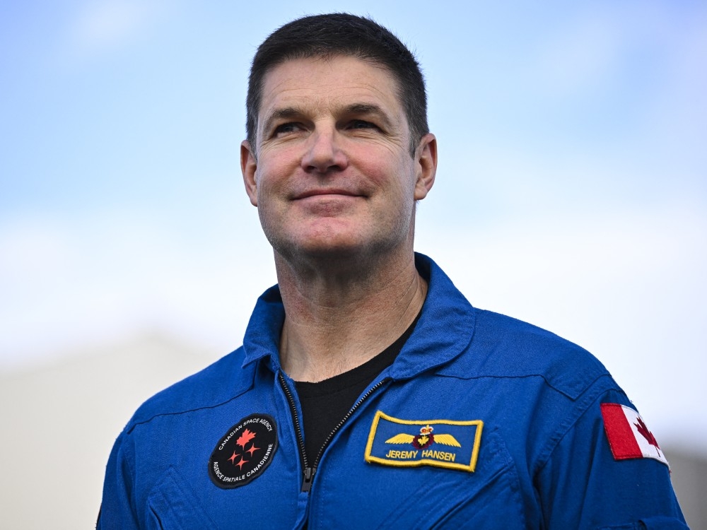  Canadian Space Agency astronaut and Artemis II mission specialist Jeremy Hansen looks on during the rollout of NASA’s next-generation moon rocket, the Space Launch System rocket with the Orion crew capsule, to the launch pad at the Kennedy Space Center in Cape Canaveral, Fla., in Jan. 17, 2026.