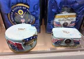 These White House and Capitol souvenirs photographed recently at Reagan International Airport – just a 10-minute drive from 1600 Pennsylvania Ave. – clearly indicate they were made in China showing U.S. President Donald Trump’s America has its own trade arrangements with the communist country as well.