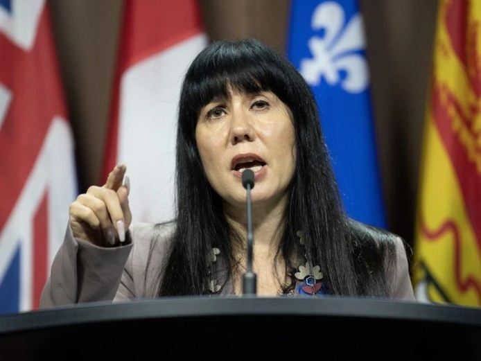  NDP MP for Winnipeg Centre Leah Gazan speaks during a news conference in Ottawa on Wednesday, Sept. 25, 2024. Adrian Wyld