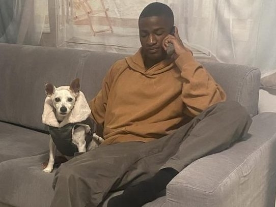  Matthew East and his dog, Otis, during a trip to Milan in November 2023. (Matthew East)