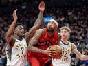 Toronto Raptors forward Brandon Ingram works his way to the hoop against the Indiana Pacers.