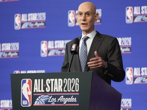 NBA Commissioner Adam Silver speaks at a news conference