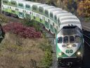 A GO Transit train arrives in Toronto, Thursday October 27, 2022.