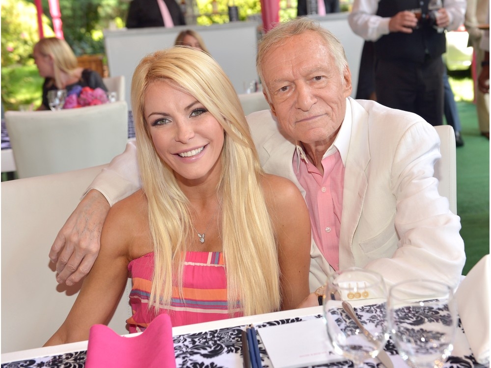  Crystal Harris (L) and Hugh Hefner attend Playboy’s 2013 Playmate Of The Year luncheon honouring Raquel Pomplun at The Playboy Mansion on May 9, 2013 in Holmby Hills, California.