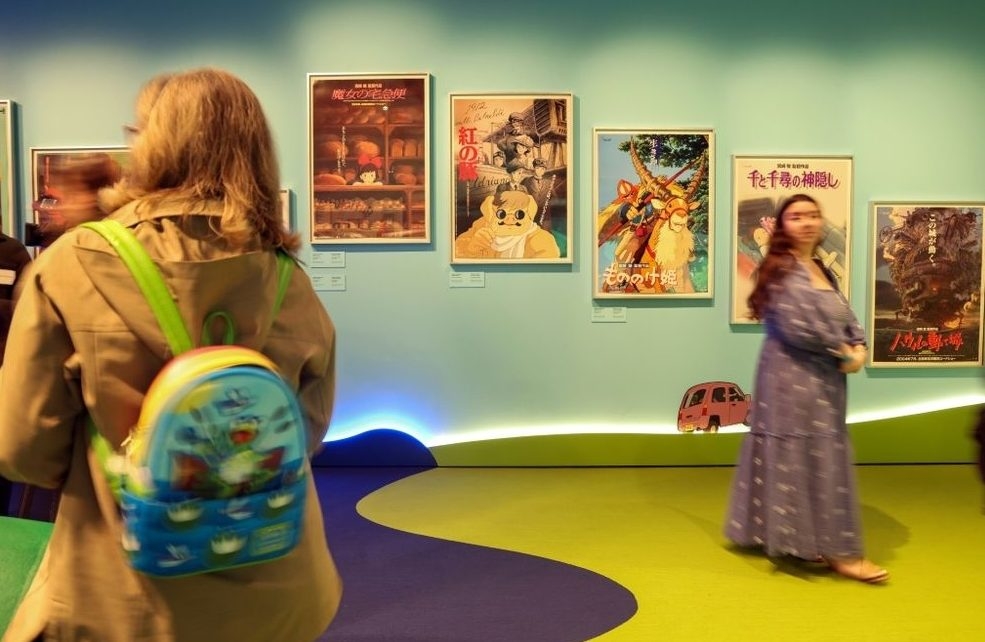  Art pieces from ‘Ponyo’ form part of the exhibit about the Studio Ghibli animated masterpiece in Los Angeles. (VALERIE MACON/AFP)