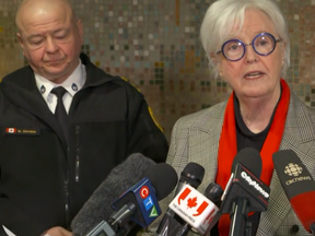 Toronto Police Chief Myron Demkiw and Toronto Police Services Board Chair Shelley Carroll address the media Monday