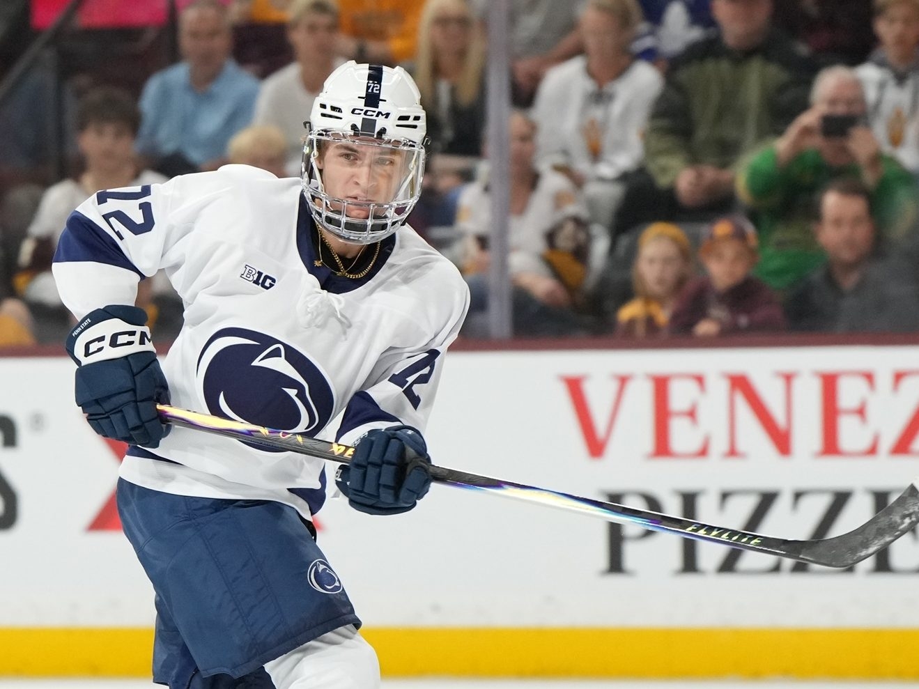  Penn State’s Gavin McKenna skates against Arizona State during the second period of an NCAA college hockey game, Friday, Oct. 3, 2025, in Tempe, Ariz.