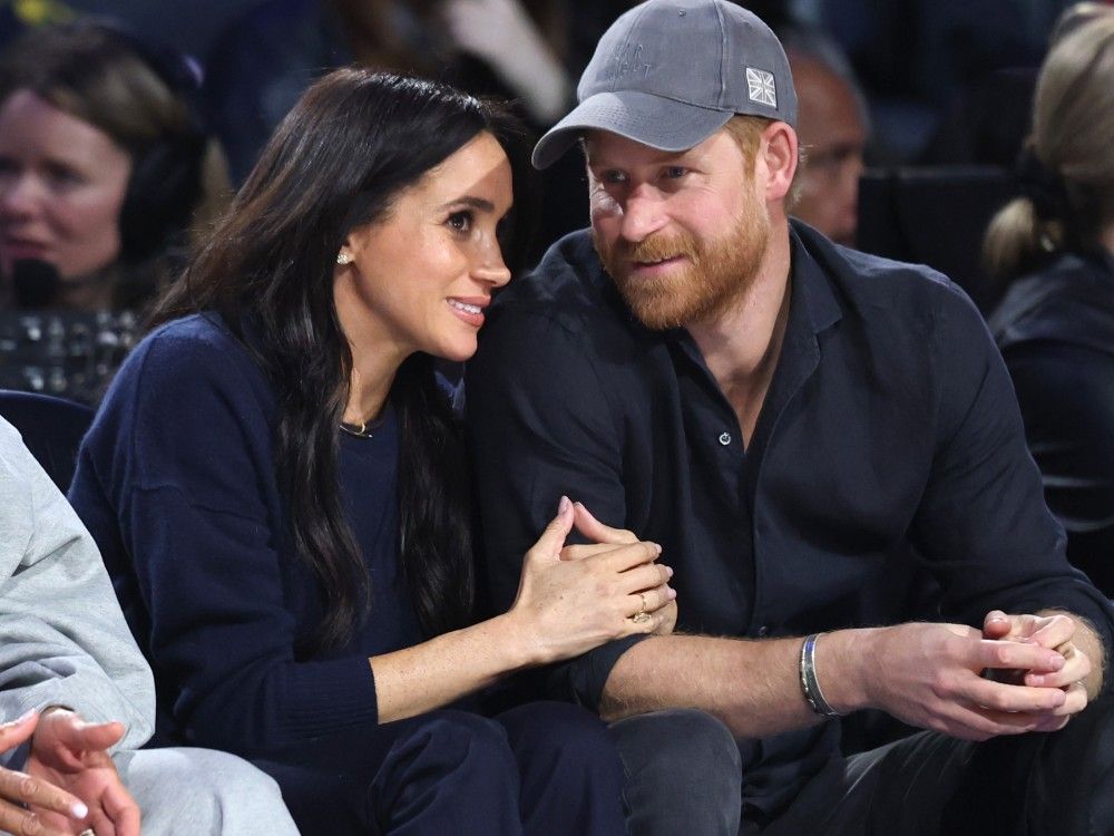 Meghan, Duchess of Sussex, left, and Prince Harry, Duke of Sussex, attend the 75th NBA All-Star Game at Intuit Dome in Inglewood, Calif., Feb. 15, 2026.