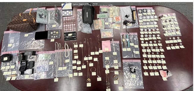  Halton police recovered some of the $400,000 worth of valuables taken from Milton homes during break-ins late last year (Halton Regional Police)