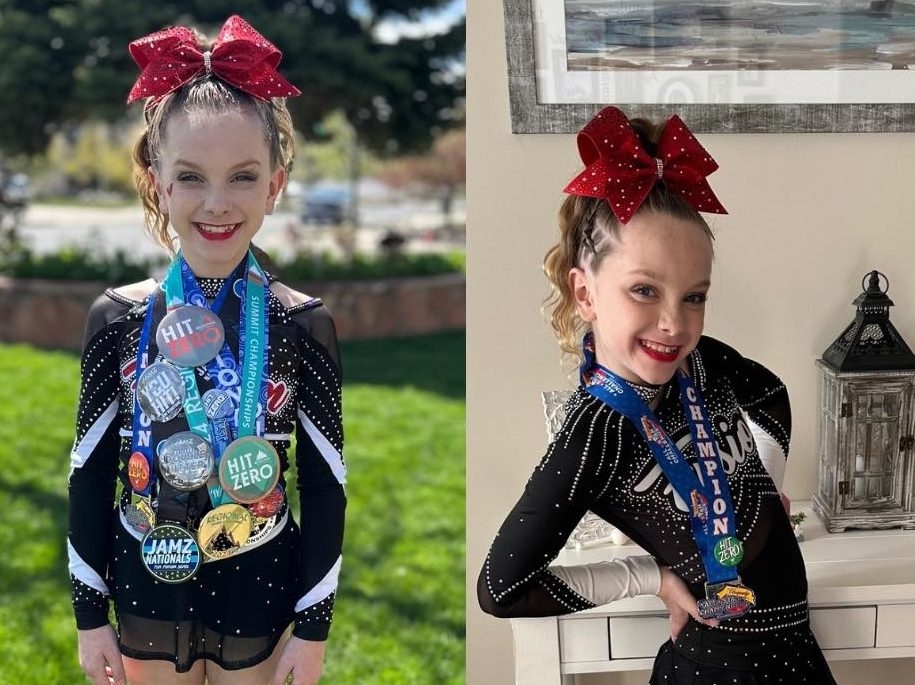  Photos of Addilyn in cheer outfits shared on mom Tawnia’s Facebook.