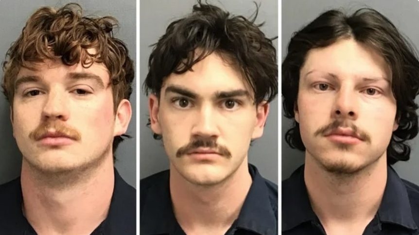  From L to R: Carter Eslick, Ryan Creech, and Riley Cass, charged with hazing in connection with fraternity pledge’s death.
