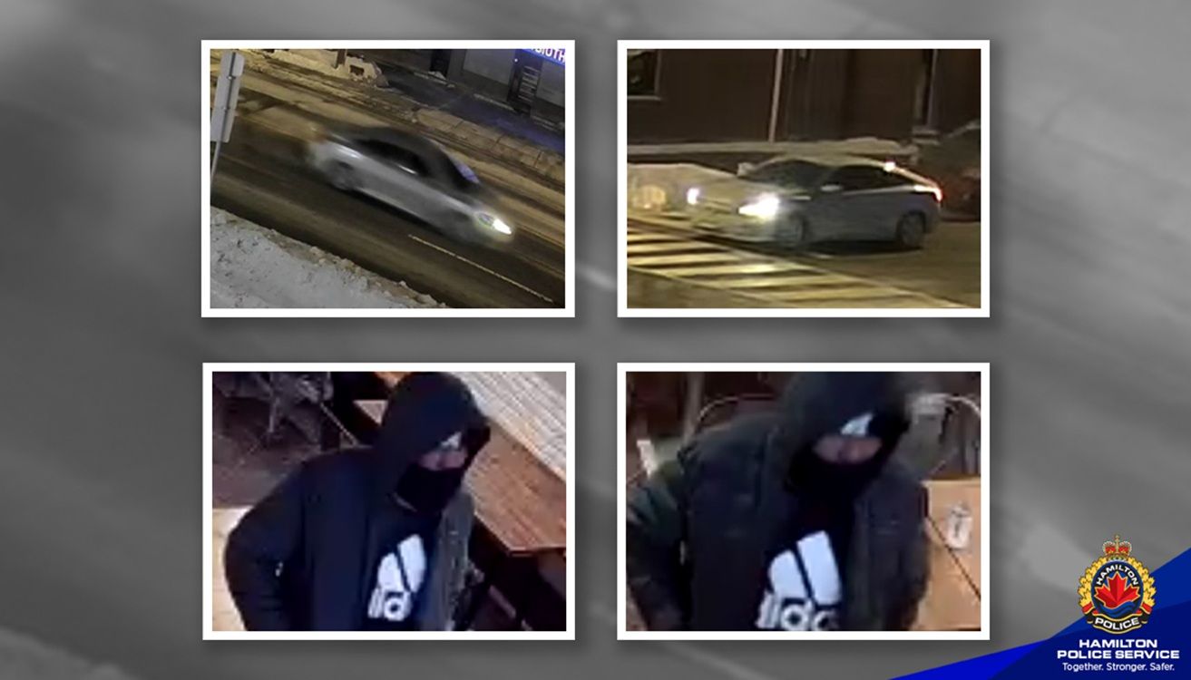 A vehicle and suspect sought by Hamilton Police in a shooting investigation.