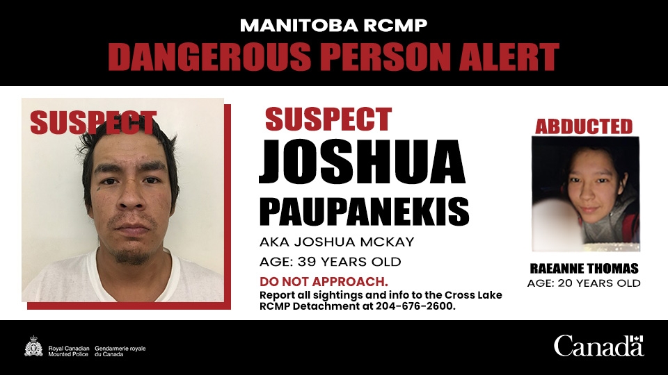  Joshua Paupanekis and Raeanne Thomas are pictured in a Manitoba RCMP Facebook post.