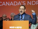 Avi Lewis, who was proclaimed as the new leader of the NDP, speaks at the party convention in Winnipeg Sunday, March 29, 2026.