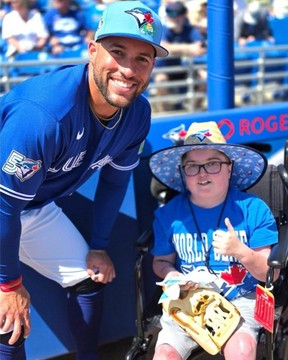 Wes Johnson, a St. Thomas teen with weeks to live, met several Toronto Blue Jays stars including George Springer during spring training in Florida on March 10, 2026.